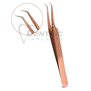 Pince à cils réutilisable professionnelle en acier inoxydable or rose à 90 degrés volume pointu personnalisé cils d'isolation incurvés droits - Product Image 2