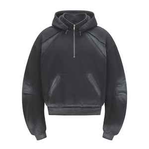 Sudadera con Capucha Personalizada de Mezcla de Algodón Vintage para Hombre con Diseño de Capucha Desmontable - Product Image 3