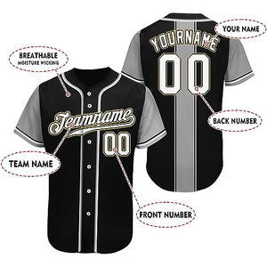 Maillot de baseball personnalisable avec broderie, séchage rapide, polyester, grande taille, ample, respirant, col en V, manches courtes - Product Image 5