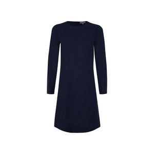 Tunique-jupe en georgette de coton bleu marine pour femme, longueur genou, grande taille, robe décontractée avec fermeture éclair - Product Image 1