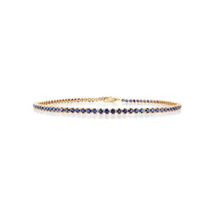 Délicat 100% véritable coupe ronde bleu saphir mince chaîne Bracelet pour unisexe réel K14 or jaune vêtements quotidiens bijoux pour femmes - Product Image 1