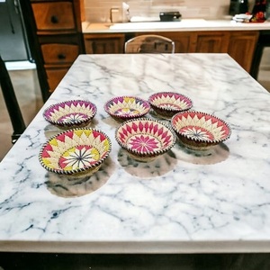 Hermosa cesta de hierba Moonj Multicolor Natural de 6 piezas de forma redondeada multiusos tejida Natural para embalaje de regalos de Festival - Product Image 4