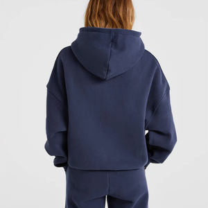 เสื้อฮู้ดดี้แขนสั้นคอเต่าซิปหน้าผ้าฝ้ายฟลีซ 100% สำหรับผู้หญิง ดีไซน์สีสันตามสั่ง ป้องกันรอยยับ ระบายอากาศได้ดี ทรงไหล่ตก - Product Image 5