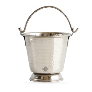 Seau design martelé en acier inoxydable IndianArtVilla-Stockage et service pour restaurant à domicile - Product Image 1