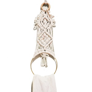 Porte-serviettes en macramé fait main, décoration murale bohème pour salle de bain, cuisine, salon - Product Image 2