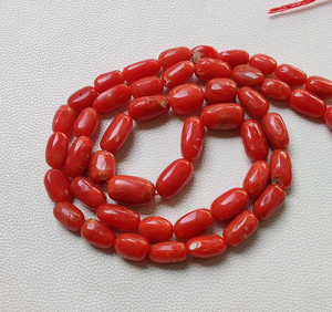 Cuentas de coral italiano natural AAA de 1 hebra, forma ovalada de 16 pulgadas 9X5 a 6X4 cuentas lisas, piedras preciosas de coral - Product Image 1