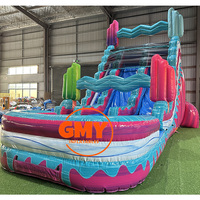 Toboggan aquatique gonflable géant pour adultes en PVC de 18 oz pour l'extérieur avec piscine amovible et souffleur pour les fêtes d'enfants dans la cour