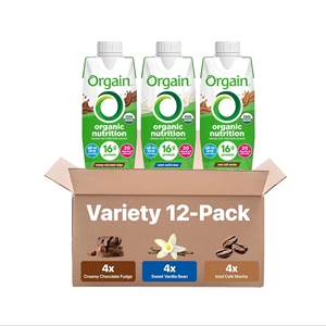 Orgain Organic Nutritional <b>Protein</b> Shake Variety Pack, Chocolate, Vanilla, Mocha, 11 Fl Oz (12 Pack) - Product Image 1