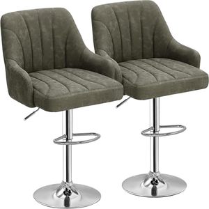 Luxury Modern Durable Commercial Counter <b>Bar</b> <b>Stool</b> <b>Adjustable</b> Swivel Chair Upholstered Seat Curved Back Outdoor Hotel Hospital - Product Image 1