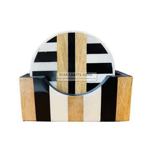 Resina hecha a mano de forma redonda de la mejor calidad con madera pulida de alta calidad Juego de posavasos antideslizantes personalizados suministros de cocina manteles individuales - Product Image 1