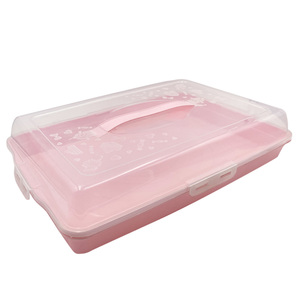 Porta torta rettangolare rosa verde acqua blu in plastica 40x30x10cm contenitore per alimenti e Dessert - Product Image 1