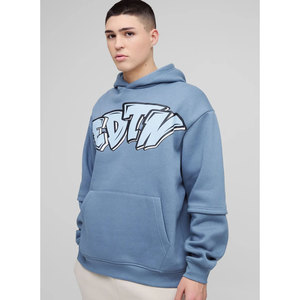 Conjunto de chándal personalizado para hombre de talla grande con Sudadera con capucha de algodón 100 por ciento y pantalones de chándal a juego para correr y ropa informal - Product Image 1