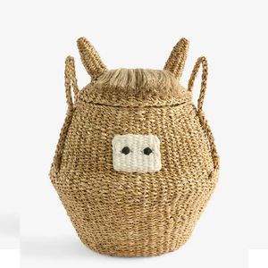 High Quality Handmade Seagrass Animal <b>Basket</b> with Lid Natural Wicker <b>Toy</b> Storage Organizer for Kids Room Decor Supplier Vietnam - Product Image 5