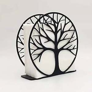 Porte-serviettes en métal élégant et durable avec conception de tasse de thé chaude couleur dorée pour la cuisine à manger accessoire de table élégant - Product Image 3