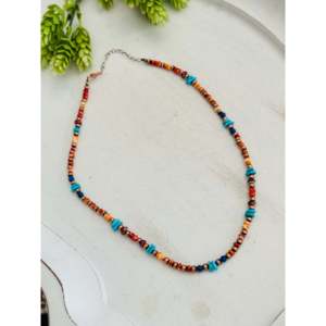 Collar Navajo Multicadena con Cuentas, Estilo Bohemio Vintage, Religioso y Moderno, con Perlas de Cobre, Piedras y Aleación, Diseño Floral, para Regalo o Fiesta - Product Image 3