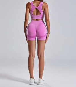 Wholesale Fitness Yoga Active Wear Sets Women Gym Cross <b>Back</b> Sports <b>Bra</b> Shorts Butt Lift Solid 2 Piece Activewear Workout Wear - Product Image 4