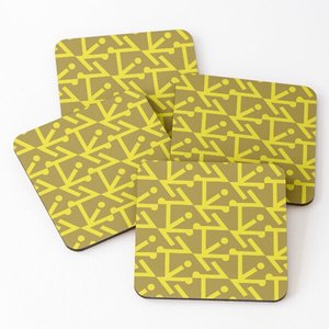 2252 Mango Wood/Acacia Wood Over Printed Tea Serving <b>Coasters</b> 4 Pieces <b>Set</b> - Product Image 6