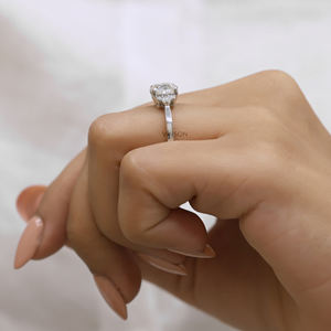 VINSON 2 Carat <b>Cushion</b> Cut moissanite Vintage Style Wedding Ring, Nature inspired <b>Flower</b> Shape Ring for Gift - Product Image 4