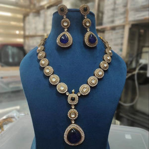 เครื่องประดับอินเดียชุดสร้อยคอ Polki ดีไซเนอร์พร้อมต่างหูเครื่องประดับเจ้าสาวสำหรับงานแต่งงานและงานเลี้ยงฉลอง - Product Image 1