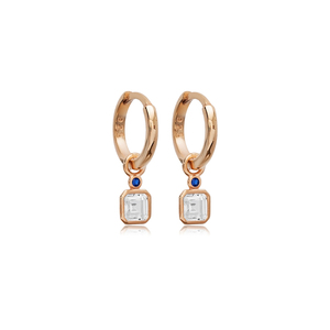 Pendientes Colgantes Modernos con Diseño de Circonita Cuadrada Transparente y Zafiro, Joyería Fina de Plata de Ley Hecha a Mano en Turquía para Fiestas - Product Image 6