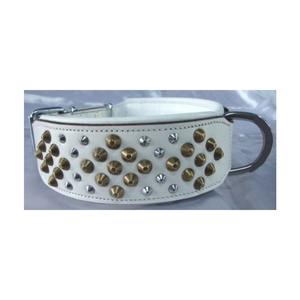 Collares de perro de cuero de cristal superior de calidad óptima con patrón animal Mejor precio Suministro a granel que incluye decoración de remaches - Product Image 1