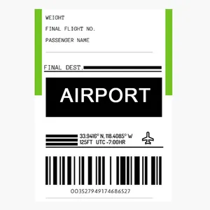 हवाई अड्डे बोर्डिंग पास टिकट स्टीकर प्रत्यक्ष थर्मल बैगेज टैग करने के लिए ब्रांडिंग अपने सामान आईडी टैग