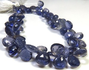 Cuentas de iolita natural en forma de corazón de 6-7 mm, cuentas facetadas de piedras preciosas, tira de 7.5 pulgadas, cuentas de iolita azul para bricolaje, cuentas de iolita pulida. - Product Image 2