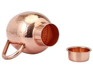 Pichet 2L en cuivre pur de calibre lourd bol de style dessin animé martelé fabriqué à la main pour le stockage du lait et les boissons chaudes - Product Image 3