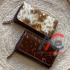 Elegante bolso de mano de piel de vaca auténtica, monedero metálico de moda para mujer, bolso de mano informal de moda para mujer - Product Image 1