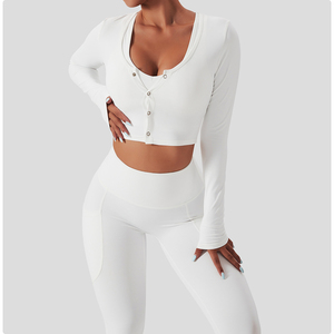 ชุดออกกำลังกายแบบไร้ตะเข็บสำหรับผู้หญิงชุดบราเลกกิ้งเอวสูงชุดออกกำลังกายแบบไร้ตะเข็บระบายอากาศได้ชุดโยคะสามชิ้นสำหรับเล่นกีฬา - Product Image 4