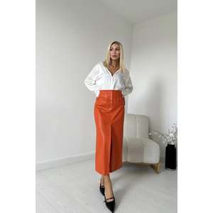 Jupe orange brillante avec fente décorative en gros - Product Image 3