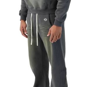 Conjuntos Deportivos Vintage para Hombre, Sudadera con Capucha Lavada, Pantalones de Jogging, Felpa Gruesa, Hechos a Medida, OEM, ODM, Ropa Casual, Suministro al por Mayor de Fábrica - Product Image 3