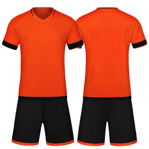 Uniformes de Fútbol Baratos Personalizados, Conjunto de Fútbol, Camiseta de Fútbol Naranja de Manga Corta y Pantalones Cortos Negros, Uniforme de Fútbol Completo - Product Image 1