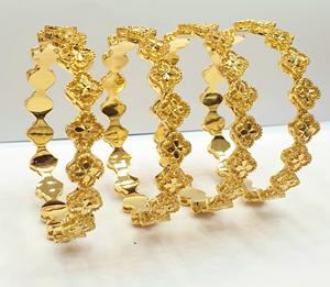 Dubai 24KT <b>Gold</b> <b>Plated</b> Women's 4pcs High-Grade <b>Bangles</b> Set Popular Budget-Friendly 2 GRM Accessory Fashionable <b>Bangles</b> - Product Image 1