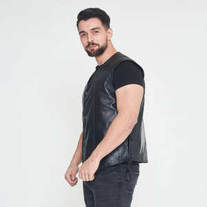 Meilleure qualité hiver moto motard cuir gilet vestes à capuche taille manteau avec logo personnalisé poche décoration pour hommes prix - Product Image 5