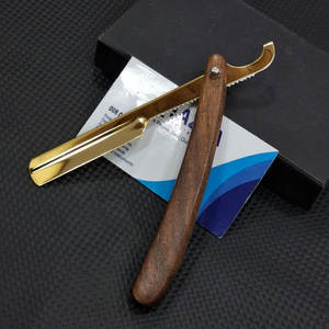 Rasoir droit turc en acier durable avec manche en bois, logo personnalisé, pour salon de coiffure - Product Image 4