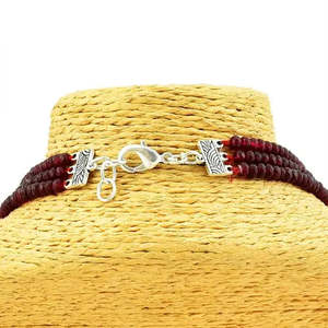 Collar de 3 hebras de cuentas de rubí rojo de calidad AAA+ de 205.00 quilates, talla redonda, extraído de la tierra, Cus-Jew122 - Product Image 2