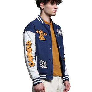 Veste universitaire pour homme avec logo personnalisé 2025, manches en cuir et broderie, nouveau design, veste universitaire en toile - Product Image 2