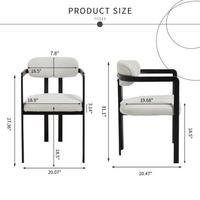 Ensemble de 2 chaises de salle à manger Boucle, chaises de cuisine texturées douces avec structure en métal noir de style Mid-Century pour salle à manger, bureau à domicile