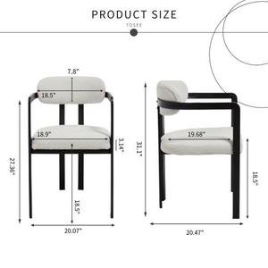 Conjunto de 2 cadeiras de jantar Boucle, cadeiras de cozinha com estrutura de metal preto de meados do século, com textura suave, para sala de jantar, escritório doméstico - Product Image 6