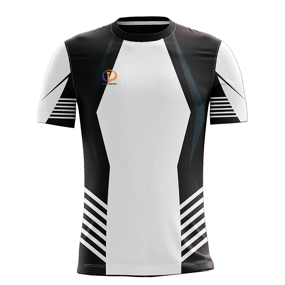 Anständiges Design Custom ized Soccer Jersey Kontrast Schwarz-Weiß-Farbe Slim Fit Atmungsaktive Shirts für die Jugend