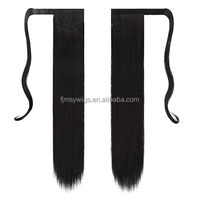 Extensions de Queue de Cheval Enveloppantes Longues et Lisses en Fibre Haute Température de 28 Pouces pour Femme - Vente en Gros