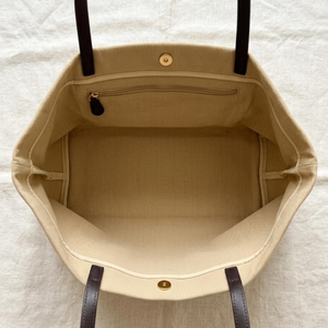 Borsa Tote Minimalista in Tela Lunga e Orizzontale con Cinghie in Pelle e Chiusura a Bottone a Pressione, Borsa a Spalla per Ufficio e Lavoro Quotidiano da Donna - Product Image 4