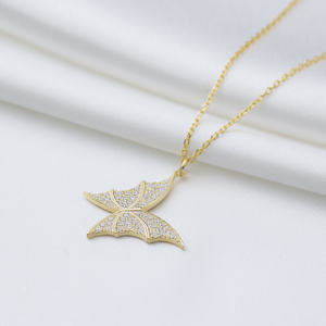 Pendentif à breloque en pierre de Zircon transparent, Design de papillon, coupe ronde, bijoux turcs en argent Sterling 925 faits à la main - Product Image 4