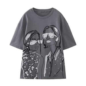 T-shirt pour femme à manches courtes en coton 100% - Vêtement d'été - Meilleure vente - Nouvelle mode - Taille personnalisée - Product Image 1