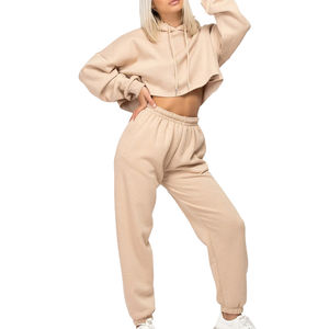 เสื้อครอปมีฮู้ดทรงหลวมมีฮู้ดผ้าฝ้ายหนาเสื้อครอปของผู้หญิงดีไซน์ใหม่ - Product Image 1