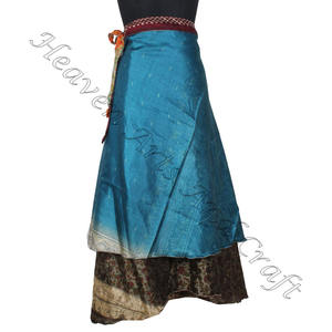 New Reversible Vintage Multi Way <b>Wrap</b> Convertible <b>Skirt</b> Reversible Dress Silk Magic <b>Wrap</b> <b>Skirt</b> Plus Size Long 38" Sari Around - Product Image 2