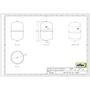 <b>Reflex</b> Expansion Vessel N Grey 4 <b>Bar</b> 25 L for HVAC Systems - Product Image 3
