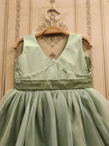 Robe de fête pour filles Shoryam Fashion, en tulle perlé, entièrement cousue, longueur genoux, robe élégante pour enfants, anniversaire, mariage, occasion festive - Product Image 3