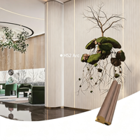 Panneau mural moderne à double arc cannelé en composite de fibres de bambou H52 de longueur personnalisée pour la décoration intérieure de salon et de restaurant